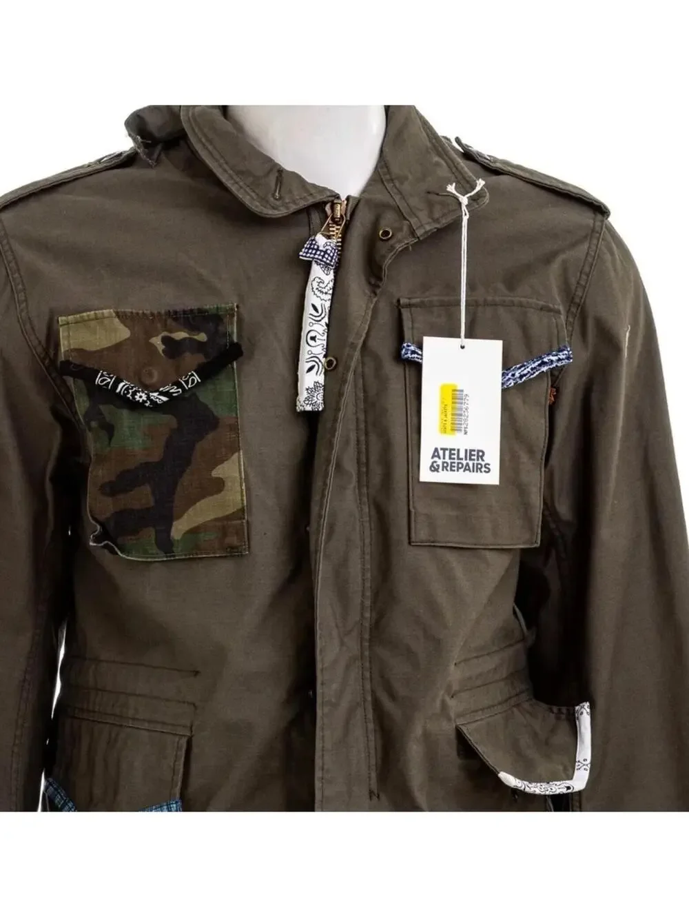 (RFB1) Atelier & Repairs Happy Field Jacket Olive Green Military Coat Medium